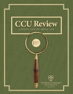 Of BOOKS, CULTURE, MEDIA, LIFE - Volume 5 Issue 1 - Colorado Christian University