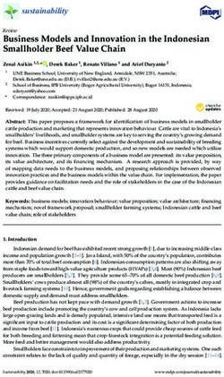 Business Models and Innovation in the Indonesian Smallholder Beef Value Chain - MDPI