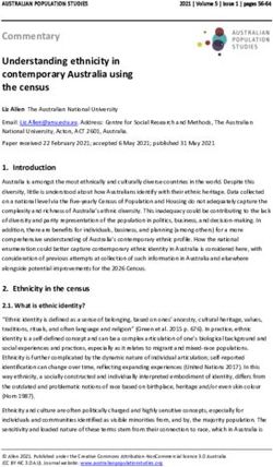 Commentary Understanding ethnicity in contemporary Australia using the census