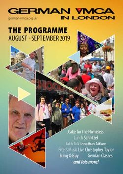 THE PROGRAMME AUGUST - SEPTEMBER 2019 - and lots more! - German YMCA in London