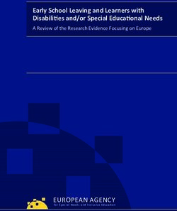 EUROPEAN AGENCY - Early School Leaving and Learners with Disabilities and/or Special Educational Needs