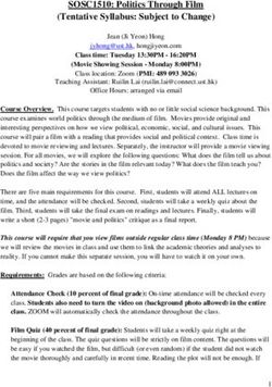 SOSC1510: Politics Through Film (Tentative Syllabus: Subject to Change)