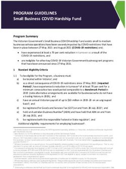 PROGRAM GUIDELINES Small Business COVID Hardship Fund - Bulletpoint