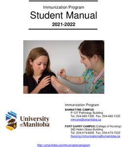 Student Manual 2021-2022 - Immunization Program - University of Manitoba