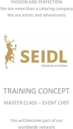 TRAINING CONCEPT MASTER CLASS - EVENT CHEF - PASSION AND PERFECTION We are more than a catering company - Seidl Catering