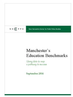 Manchester's Education Benchmarks - Using data to map a pathway to success September 2014