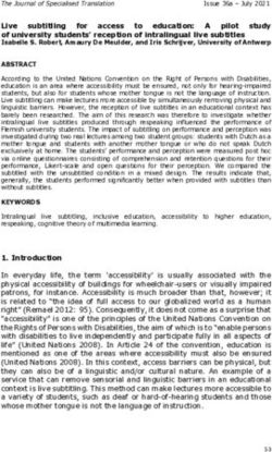 OF UNIVERSITY STUDENTS' RECEPTION OF INTRALINGUAL LIVE SUBTITLES - JOSTRANS