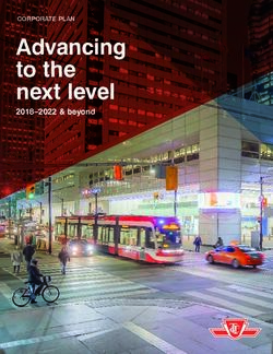 Advancing to the next level - 2018-2022 & beyond CORPORATE PLAN - TTC