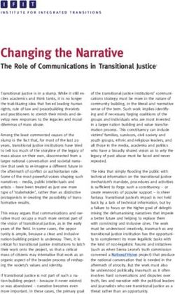 Changing the Narrative - The Role of Communications in Transitional Justice i - Institute for Integrated Transitions
