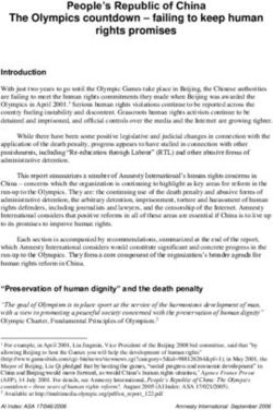 People's Republic of China The Olympics countdown - failing to keep human rights promises - Failing to keep human ...