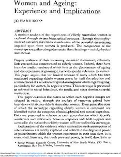 Women and Ageing: Experience and Implications