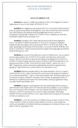 EXECUTIVE DEPARTMENT STATE OF CALIFORNIA