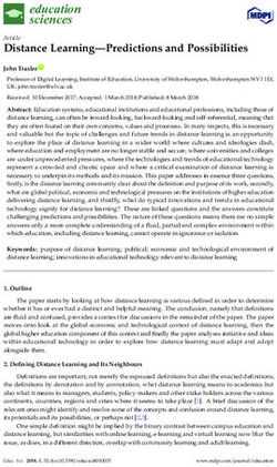 Distance Learning-Predictions and Possibilities - MDPI
