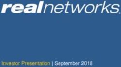 Investor Presentation | September 2018 - Realnetworks
