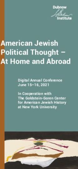 American Jewish Political Thought - At Home and Abroad - Digital Annual Conference June 15-16, 2021 In Cooperation with The Goldstein-Goren Center ...