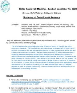 CSSC Town Hall Meeting - held on December 15, 2020 - Cedar Springs Ski Club