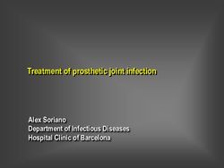Treatment of prosthetic joint infection - Alex Soriano Department of Infectious Diseases Hospital Cl&iacute;nic of Barcelona - Infektion.net
