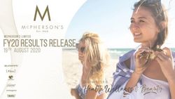 FY20 results release 19th august 2020 - Health Wellness & Beauty - Bell Direct