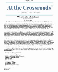 At the Crossroads A Word from the Interim Pastor - University Baptist Church