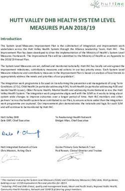HUTT VALLEY DHB HEALTH SYS TEM LEVEL MEASURES PLAN 2018/19