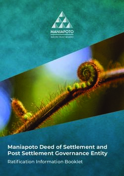 Maniapoto Deed of Settlement and Post Settlement Governance Entity - Ratification Information Booklet - Maniapoto Maori Trust Board