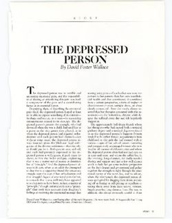 THE DEPRESSED PERSON By David Foster Wallace