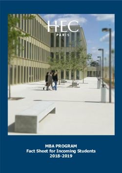MBA PROGRAM Fact Sheet for Incoming Students 2018-2019