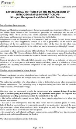 EXPERIMENTAL METHODS FOR THE MEASUREMENT OF NITROGEN STATUS IN WHEAT CROPS