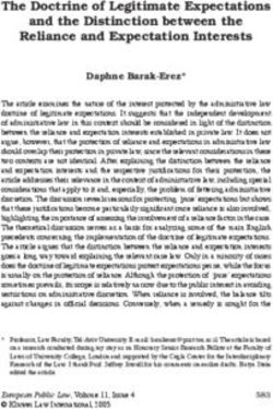 The Doctrine of Legitimate Expectations and the Distinction between the Reliance and Expectation Interests