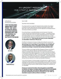 AN URGENT MESSAGE FOR STRATUS SHAREHOLDERS