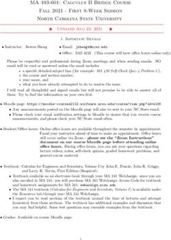 MA 493-601: Calculus II Bridge Course Fall 2021 - First 8-Week Session North Carolina State University