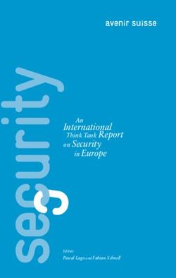 International Think Tank Report - Pascal Lago and Fabian Schnell s - Avenir Suisse