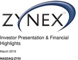 Investor Presentation & Financial Highlights - NASDAQ:ZYXI March 2019 - Zynex Medical