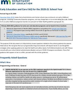 Early Education and Care FAQ for the 2020-21 School Year