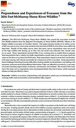 PREPAREDNESS AND EXPERIENCES OF EVACUEES FROM THE 2016 FORT MCMURRAY HORSE RIVER WILDFIRE - MDPI