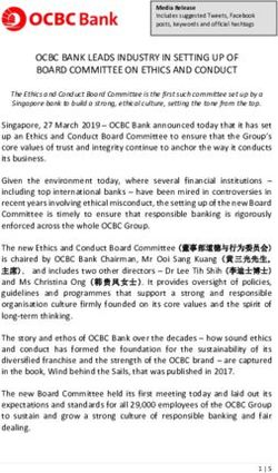 OCBC BANK LEADS INDUSTRY IN SETTING UP OF BOARD COMMITTEE ON ETHICS AND CONDUCT
