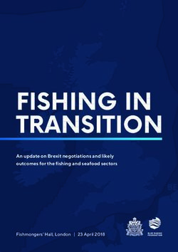 FISHING IN TRANSITION - An update on Brexit negotiations and likely outcomes for the fishing and seafood sectors