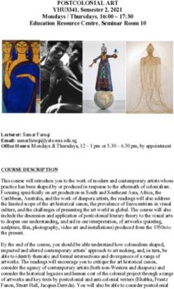 POSTCOLONIAL ART YHU3341, Semester 2, 2021 Mondays / Thursdays, 16:00 - 17:30 Education Resource Centre, Seminar Room 10