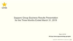 Sapporo Group Business Results Presentation for the Three Months Ended March 31, 2019 - May 9, 2019