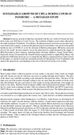 SUSTAINABLE GROWTH OF CIPLA DURING COVID-19 PANDEMIC A DETAILED STUDY