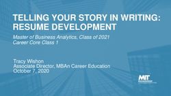 TELLING YOUR STORY IN WRITING: RESUME DEVELOPMENT - Master of Business Analytics, Class of 2021 Career Core Class 1 - MIT