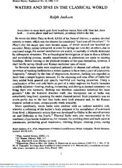 WATERS AND SPAS IN THE CLASSICAL WORLD - Medical History, Supplement No. 10, 1990, 1-13 - Cambridge University Press