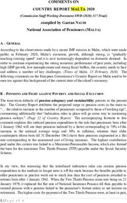 COMMENTS ON COUNTRY REPORT MALTA 2020