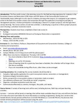SYLLABUS Spring 2022 NRSM 344 Ecosystem Science and Restoration Capstone