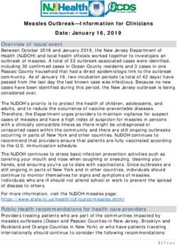 Measles Outbreak-Information for Clinicians Date: January 16, 2019