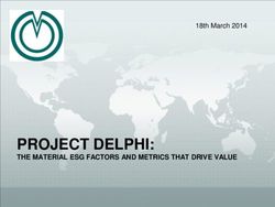 PROJECT DELPHI: THE MATERIAL ESG FACTORS AND METRICS THAT DRIVE VALUE - 18th March 2014