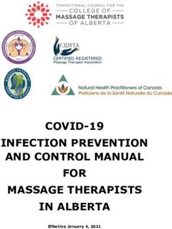 COVID-19 INFECTION PREVENTION AND CONTROL MANUAL FOR MASSAGE THERAPISTS IN ALBERTA