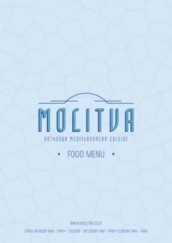 FOODMENU WWW.MOLITVA.CO.ZA OPEN: MONDAY 9AM - 9PM TUESDAY - SATURDAY 7AM - 9PM SUNDAY 7AM - 6PM - molitva.co.za - molitva.co.za