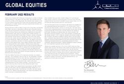 GLOBAL EQUITIES FEBRUARY 2022 RESULTS - Orca Funds Management
