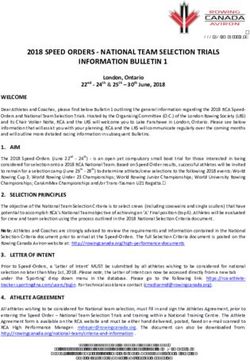 2018 SPEED ORDERS - NATIONAL TEAM SELECTION TRIALS INFORMATION BULLETIN 1 - Rowing Canada